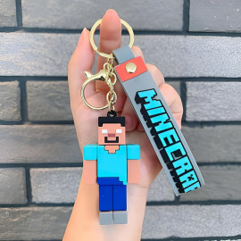 Detská kľúčenka Minecraft Steve Pixel s pútkom a karabínou