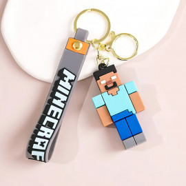 Detská kľúčenka Minecraft Steve Pixel s pútkom a karabínou