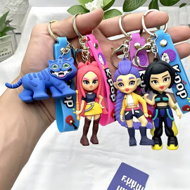 Detské kľúčenky Demon Hunters K-Pop s pútkom a karabínou 4ks