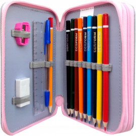 Školský peračník dvojposchodový s náplňou Mačičky