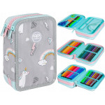 Školský peračník trojposchodový s náplňou Jednorožec s dúhou