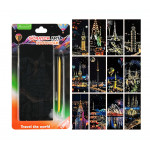 Vyškrabávacie obrázky Scratch art Svetovej stavby 12 listov