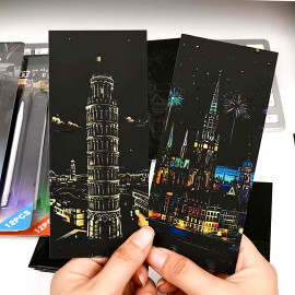 Vyškrabávacie obrázky Scratch art Svetovej stavby 12 listov