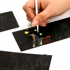 Vyškrabávacie obrázky Scratch art Svetovej stavby 12 listov