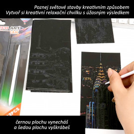 Vyškrabávacie obrázky Scratch art Svetovej stavby 12 listov