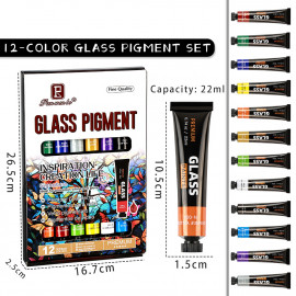 Veľká sada farieb na sklo Pigment 12ks