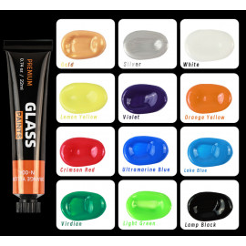 Veľká sada farieb na sklo Pigment 12ks