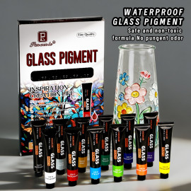 Veľká sada farieb na sklo Pigment 12ks