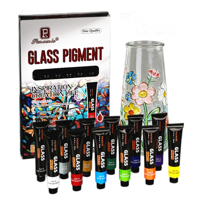 Veľká sada farieb na sklo Pigment 12ks