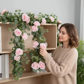 Svadobná dekorácia Kvetinový behúň Rose beauty 180cm 2ks