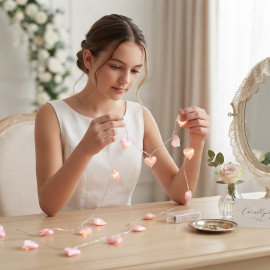 Svadobná dekorácia Svetelná reťaz Rose heart 150cm